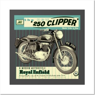 Vintage Royal Enfield 250 cc Clipper Motorcycle by MotorManiac Posters and Art